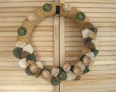 Fabric flower wreath, floral burlap wreath, handmade rustic home decor, large cottage flower wreath (17 inches) - RUSTIC FLOWERS