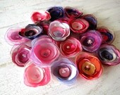 Fabric flower appliques, floral embellishments, DIY bridal bouquet supplies (20 pcs)- OOAK Destash Bag in Purple, Pink (mix set 258)