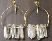 Chrystal Quartz Cluster Earrings - 14k Gold