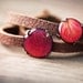 Brown leather bracelet - Wrap bracelet - Red Rose - Bloom collection by BeautySpot (BT026)