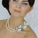 SALE Bridal pearl necklace, Orchid pearl necklace. Double strand Crystals and Pearls bridal necklace, bridal jewelry,wedding jewelry - Styl