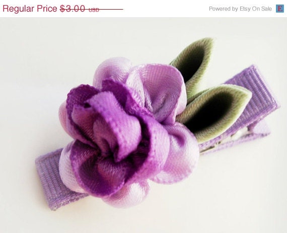 HAIR CLIP SALE... Agatha/ Orchid and grape cabbage rose  hair clip - no slip grip