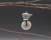 Bird Necklace Beach stone necklace,Spirit Bird Necklace , handmade ceramic bird, a personal talisman,mixed media, nature