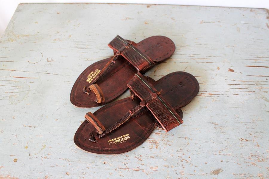 vintage Men's Water Buffalo leather sandals by ScottieinaCanoe