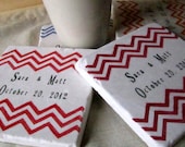 ON SALE Personalized Chevron Wedding Favor Coasters, Set of 25