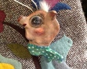 Folk Art pig head ornament paper mache paper clay pig