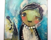 Whimsical Mixed Media Art - Beauty In Unknown - an Original Mixed Media Painting 11x14 by Juliette Crane