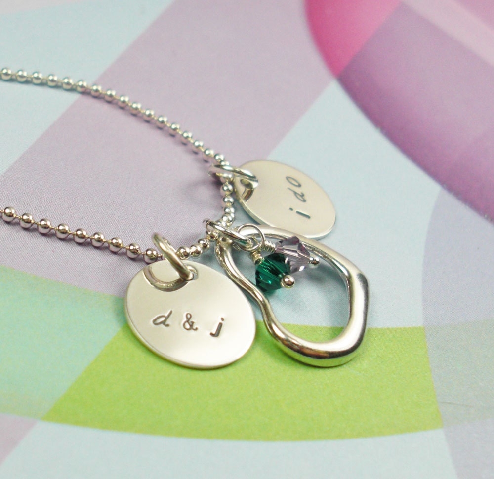 I Do Heart Wedding Initial Necklace