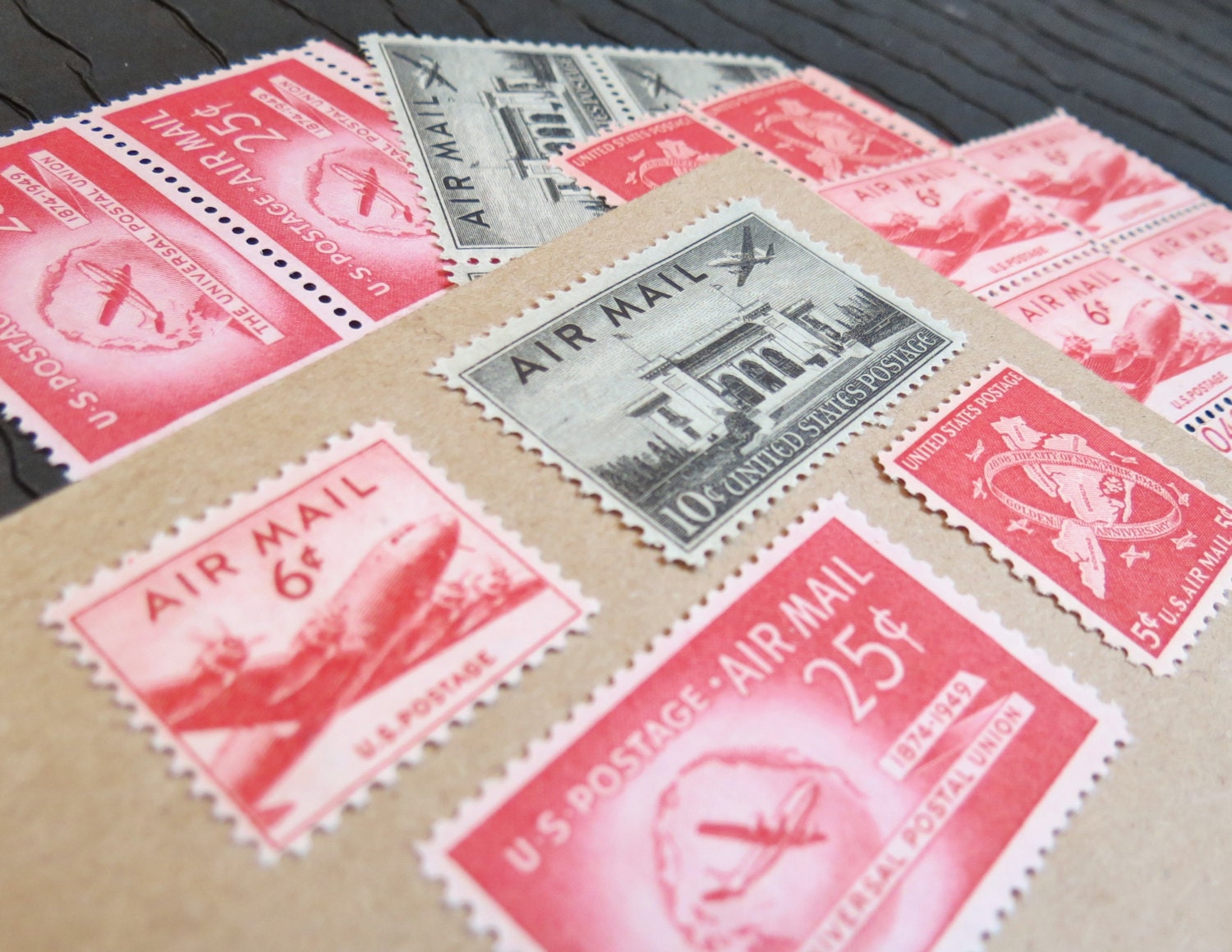 Wings of Red .. PREMIUM .. UNused Vintage Postage Stamps  .. post 5 letters