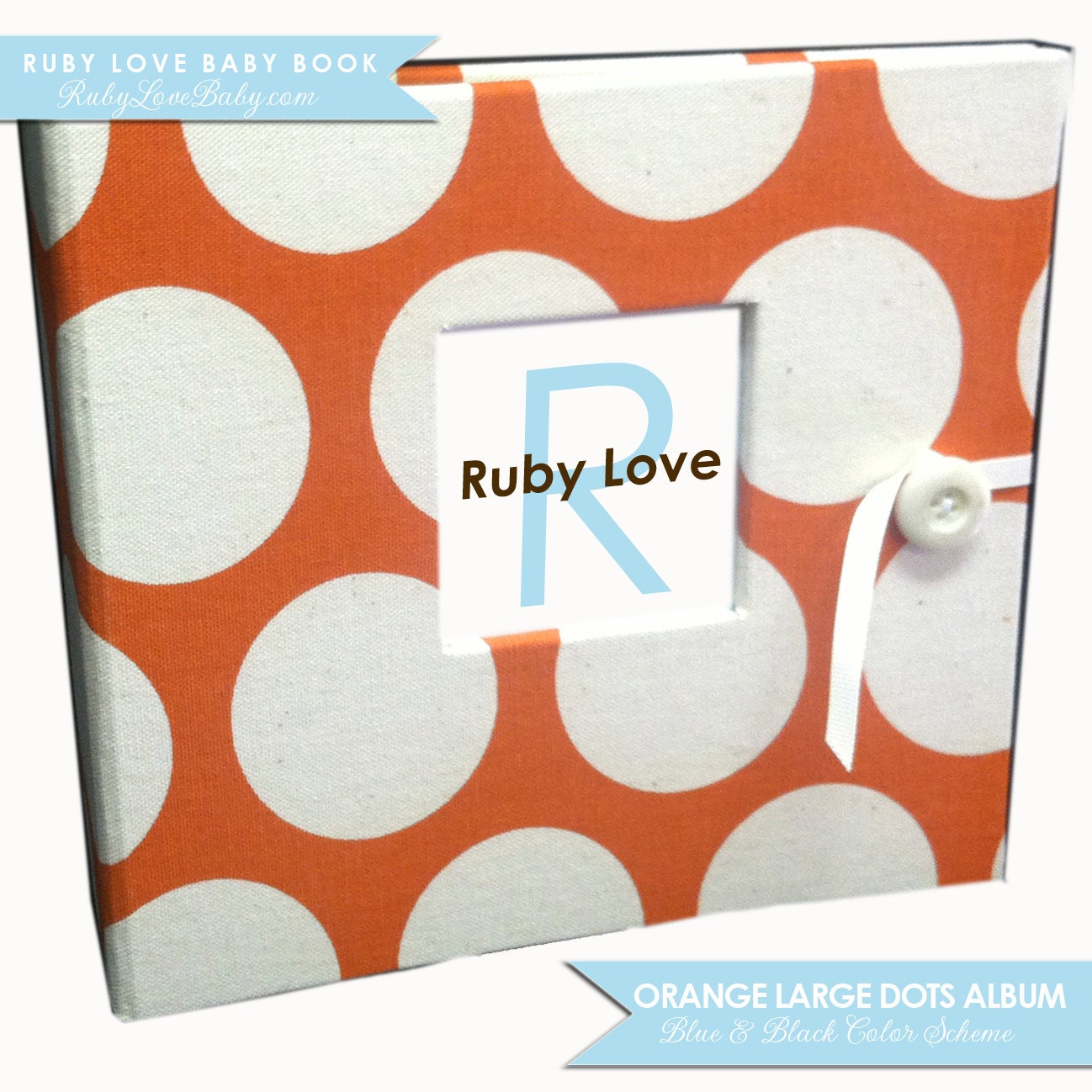 Modern Memory Baby Book . Burnt Orange Dot Album Cover... BOY color scheme