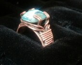Antiqued Copper Ring, Swarovski Crystal, Hand Made, Custom, Trending, Spring, Fall, Winter, Colorful, Cocktail
