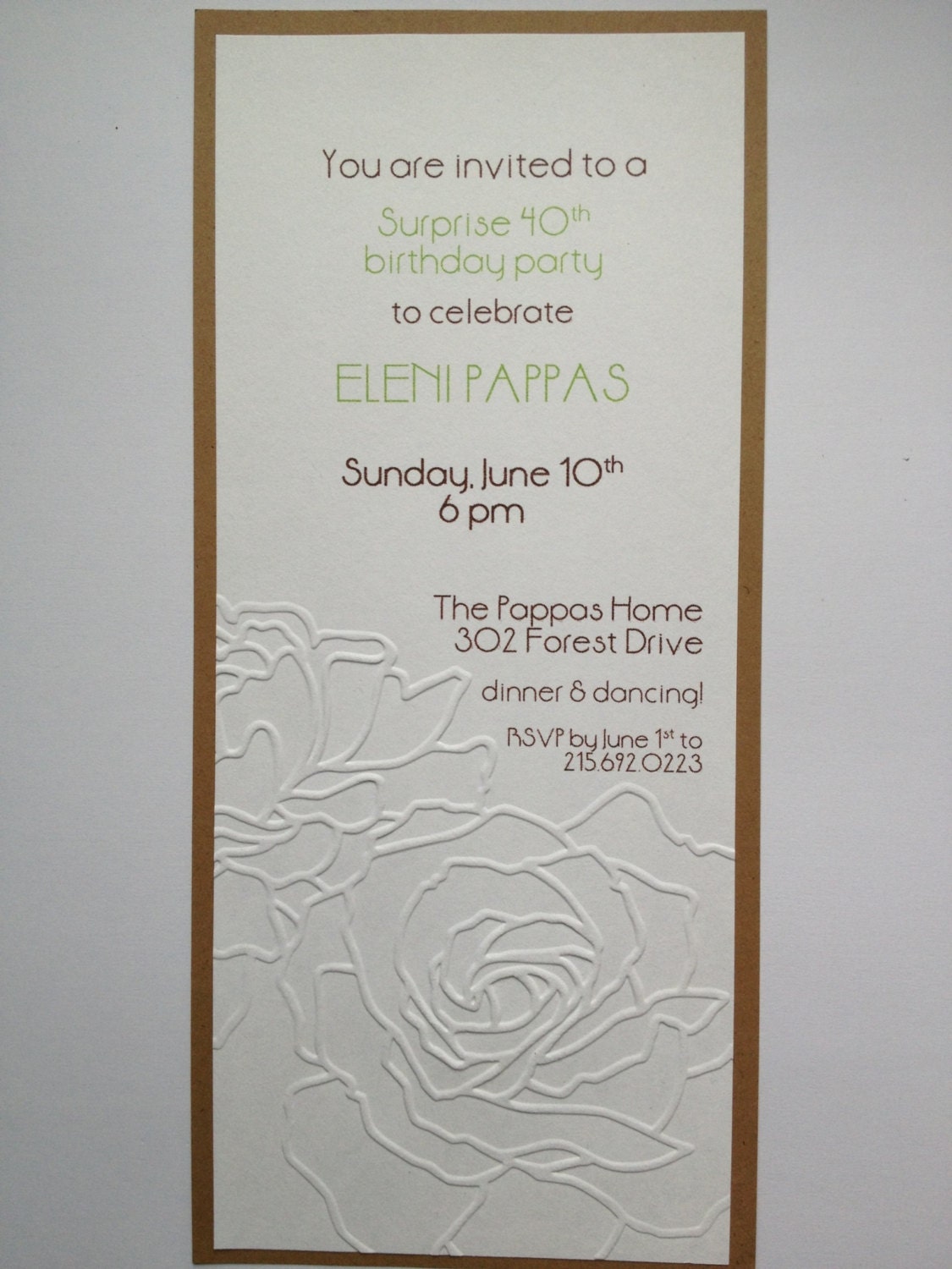 Embossed floral invitation