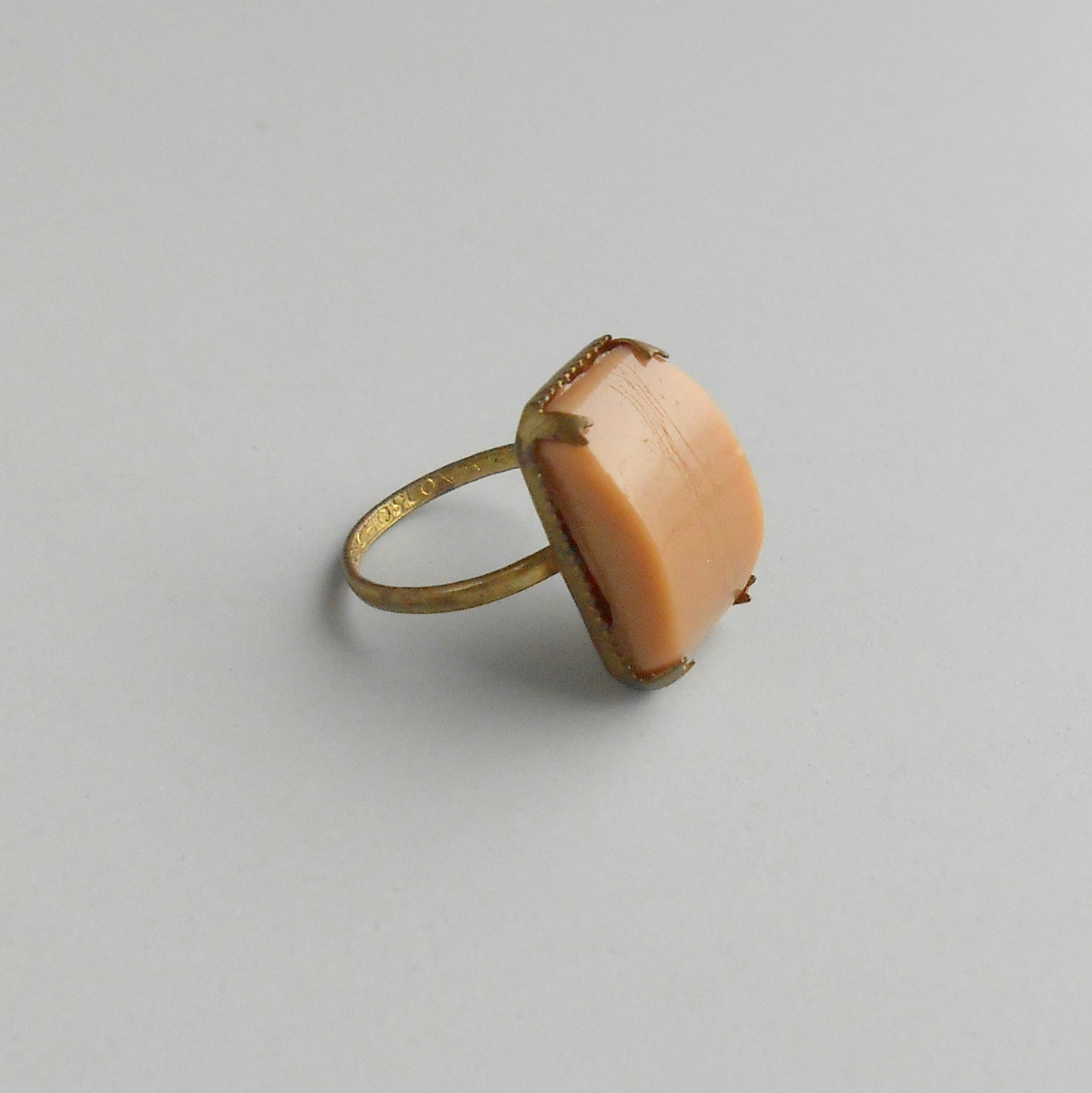 Czech Glass Ring. Late Art Deco Early Retro. Bombe. Czechoslovakian. Neutral.