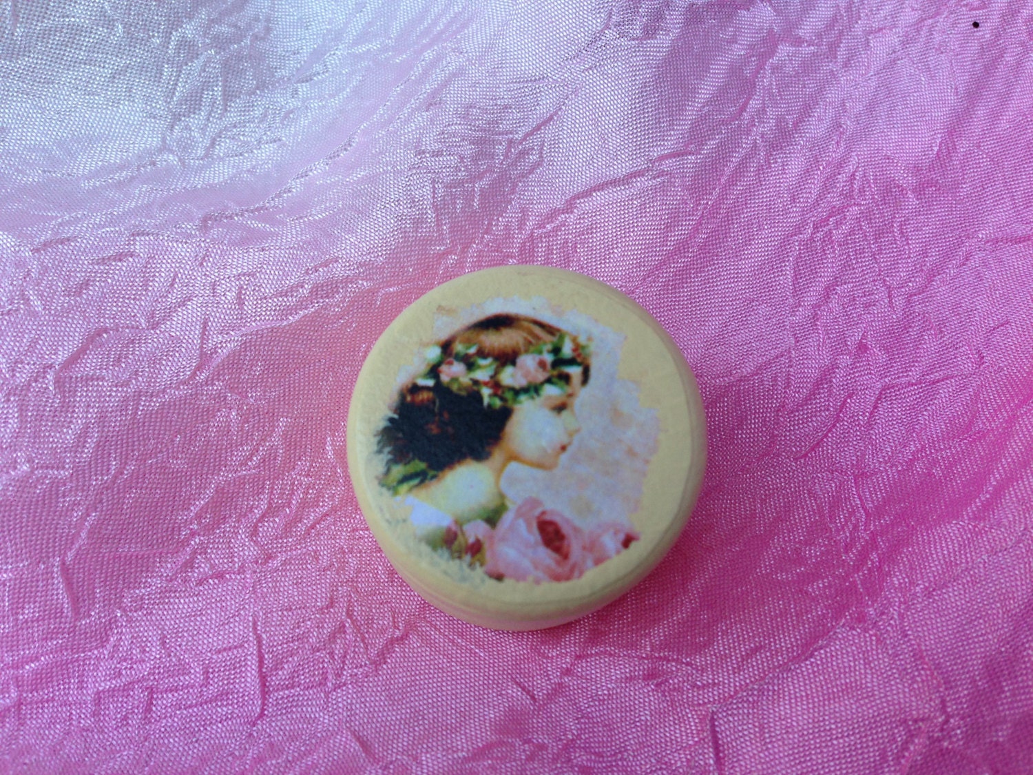 Victorian Flower Girl Pill Box, Travel Jewelry Box, Ring Box, Tooth Fairy Box