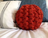 Super Chunky Knit Sphere Pillow - Rust