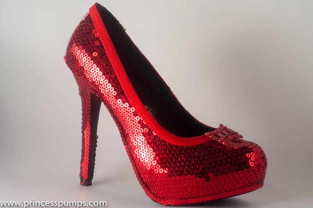 red sequin stilettos