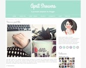 Blogger Premade Template: April Showers - blue, teal, cursive, minimalist, blog, theme, chevron, purple, lavender, gray