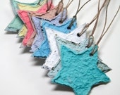 120 Plantable Star Tags Or Favors (Made From 100% Recycled Handmade Paper Embedded With Wildflower Seeds) you choose color and twine