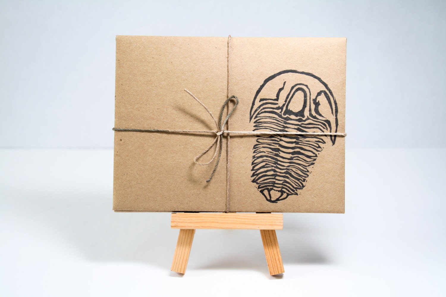 4 Trilobite Fossil Cards (Stamped Handmade Recycled Paper Card and Envelope Set)