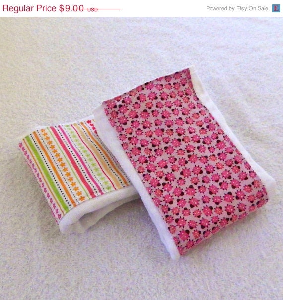 SALE Colorful Ladybugs & Stripes Burp Cloths - set of 2