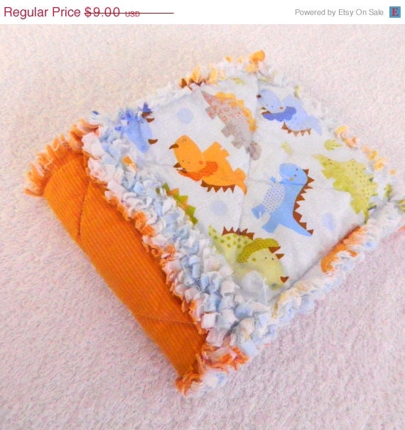 SALE Dinosaur Small Baby Rag Quilt