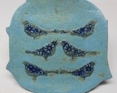Bridges Pottery Decorative Bird Cheese Plate Specialty Plate Serving Plate-Torquoise IN STOCK