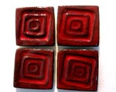 Four Square on Squares Dark Red Mosaic Tiles