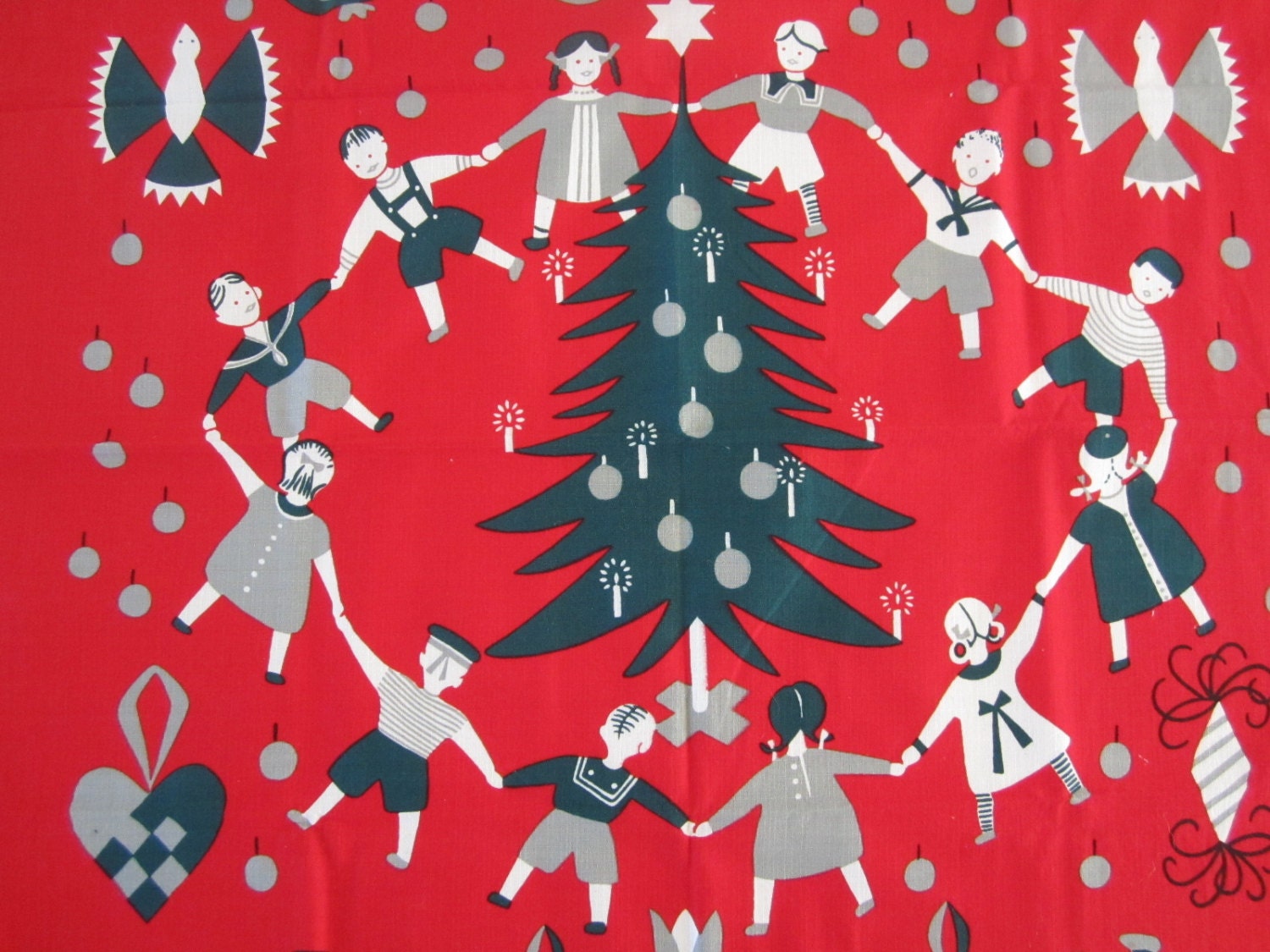 Vintage Mid Century Christmas Tablecloth Swedish
