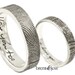 Custom Sterling Silver Fingerprint and Love Note Set of Rings, 5mm and 3mm wedding rings