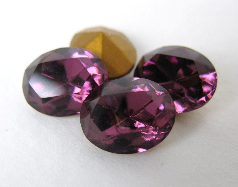 Vintage Swarovski Crystal Rhinestone Amethyst Oval Glass Jewel 10x8mm swa0422 (4)