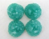 Vintage Glass Cabochon Jade Flower Carved Effect Round Japan 12mm gcb0800 (6)