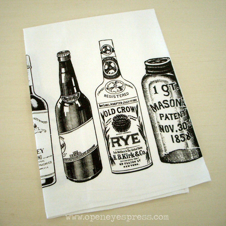 Lint-Free Cotton Tea Towel /// WHISKEY REBELLION (White) - openeyespress