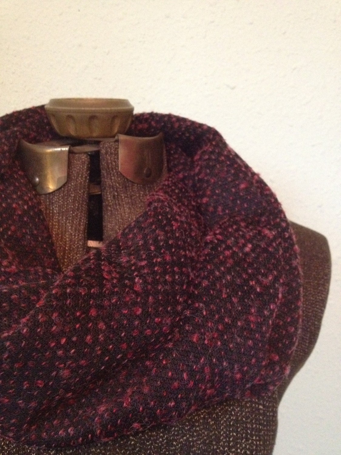 Sewstainable Handmade Black/Magenta Vintage Fabric Infinity Scarf