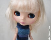OOAK Blue handknitted Outfit set for Blythe