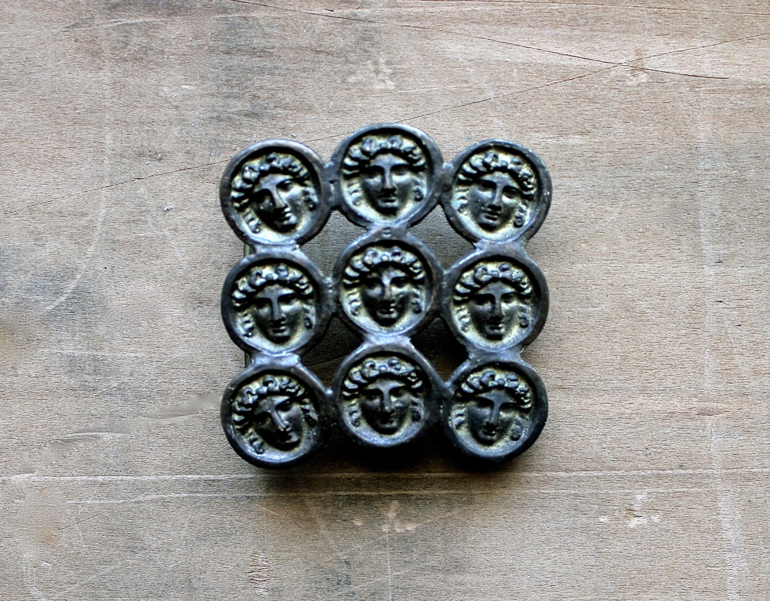 Seeing Double - Antique Buckle - Brass - Women - Geometric - Finding - Supplies