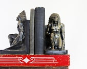 The Book Guardians - Vintage 1940s Native American Bookends - Indian Chief - Tribal - Southwest - Vintage Home Decor