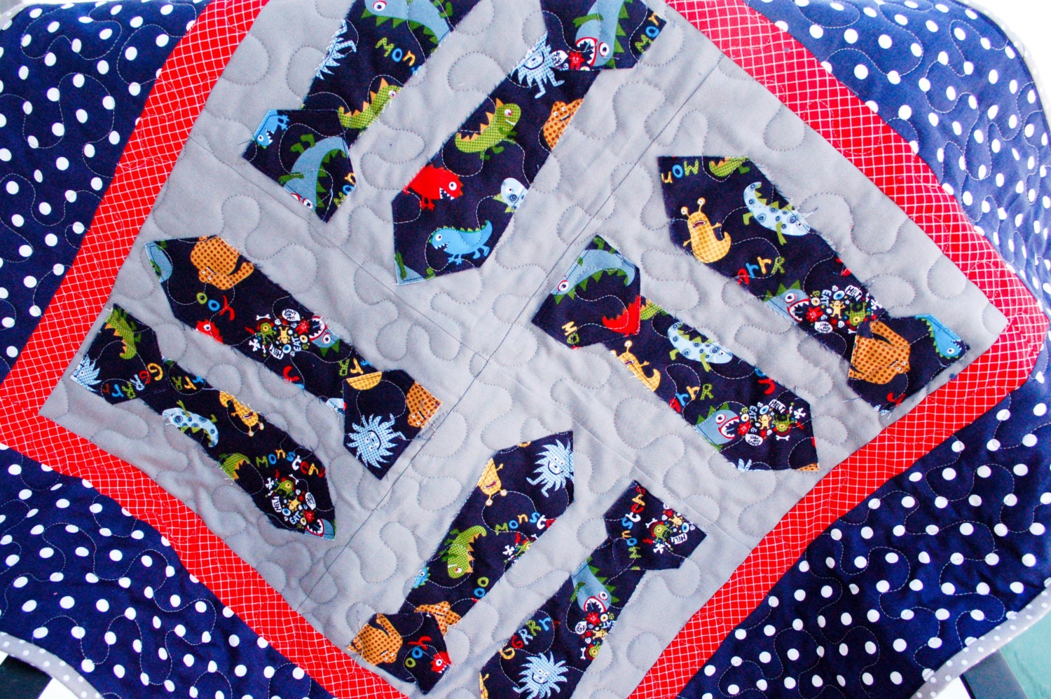 Monsters Mini Tie Quilt