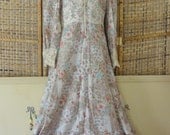 Vintage 70's Boho Hippie Patchwork Lace Prairie Wedding Maxi Dress-Sz 4-6-NOS