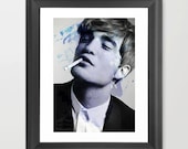 Robert Pattinson Blues: 5x7, Mixed Media, Home Decor Wall Art, Fine Art Photography