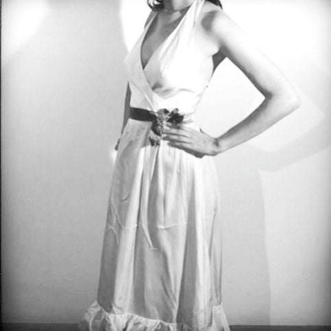 1960s vintage TAFFETA RUFFLE party dress
