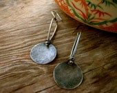 Sterling Silver Disc Earrings, Rustic Dangle Earrings, Textured Circles Silver Earrings