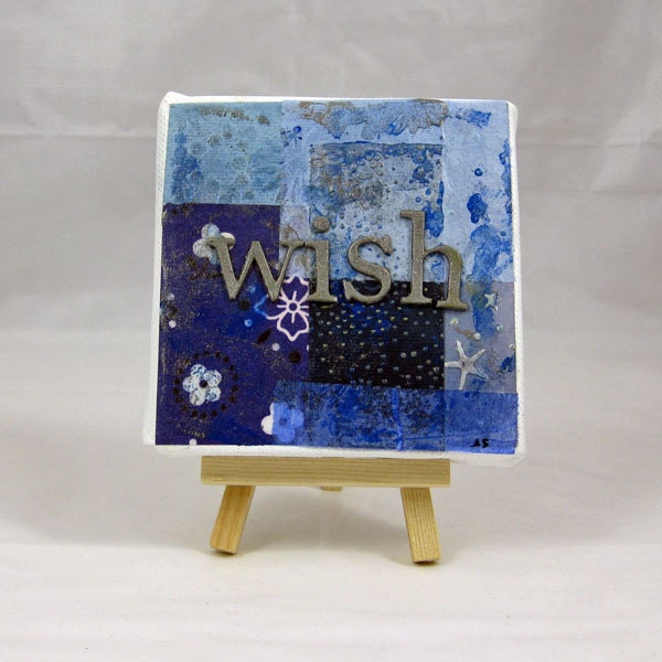 Original Canvas Word Art Collage Wish 4 x 4