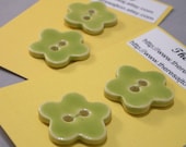 Porcelain Buttons, Flowers, Apple Green, 2
