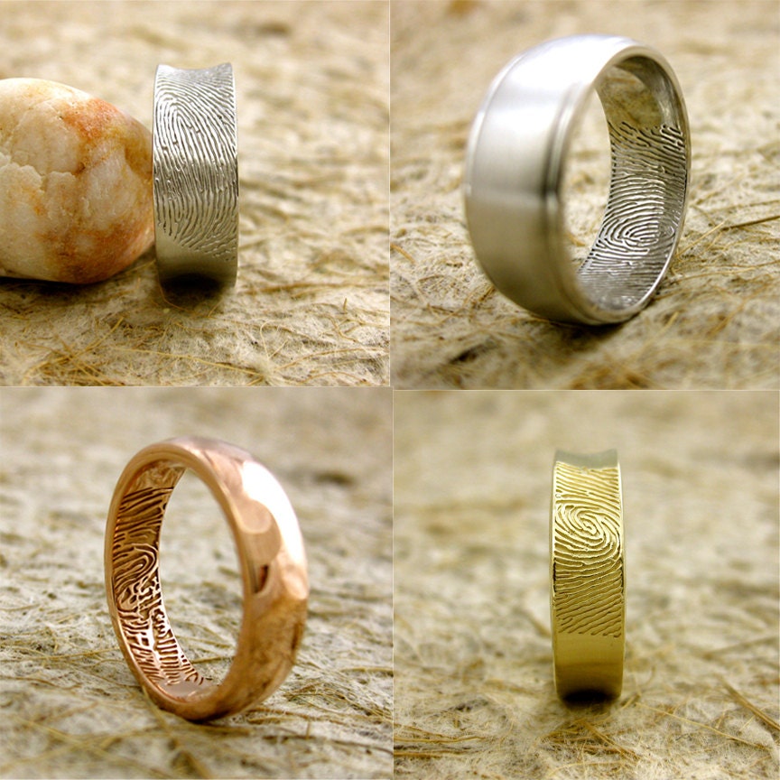 Order Your Handmade Custom Designed Finger Print Wedding Ring or Anniversary Gift