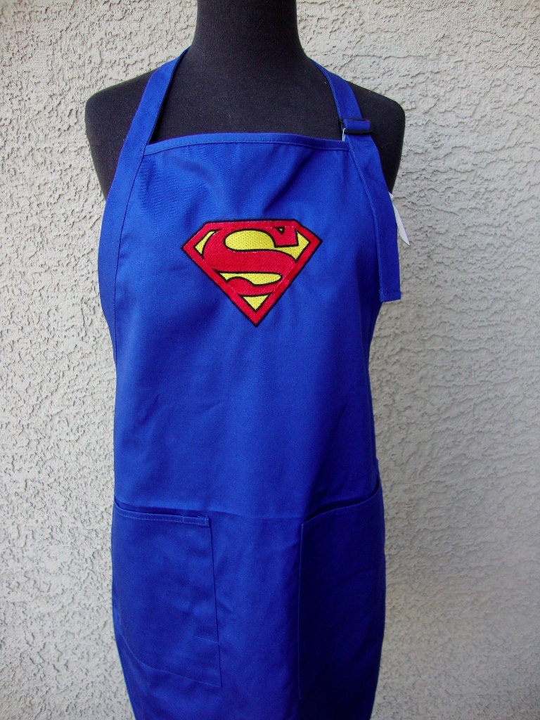 Embroidered Personalized Chef Kitchen Apron with Superman