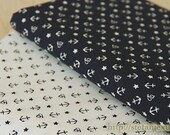 Nautical Marine, Chic Dark Blue Little Anchor Stars(Choose Color) - Japanese Cotton Fabric (Fat Quarter)
