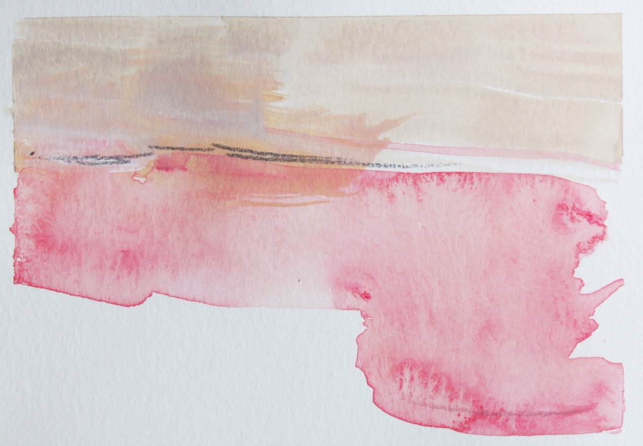 Abstract Landscape, pink, 4 x 6"  ORIGINAL fine art -- "Painting 392"