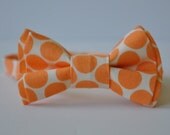 MEMORIAL DAY SALE Newborn Bow Tie - Toddler Bow Tie - Baby Bow Tie - Orange/Tangerine Polka Dot Bow Tie - Little Boy's Bow Tie - Photograph