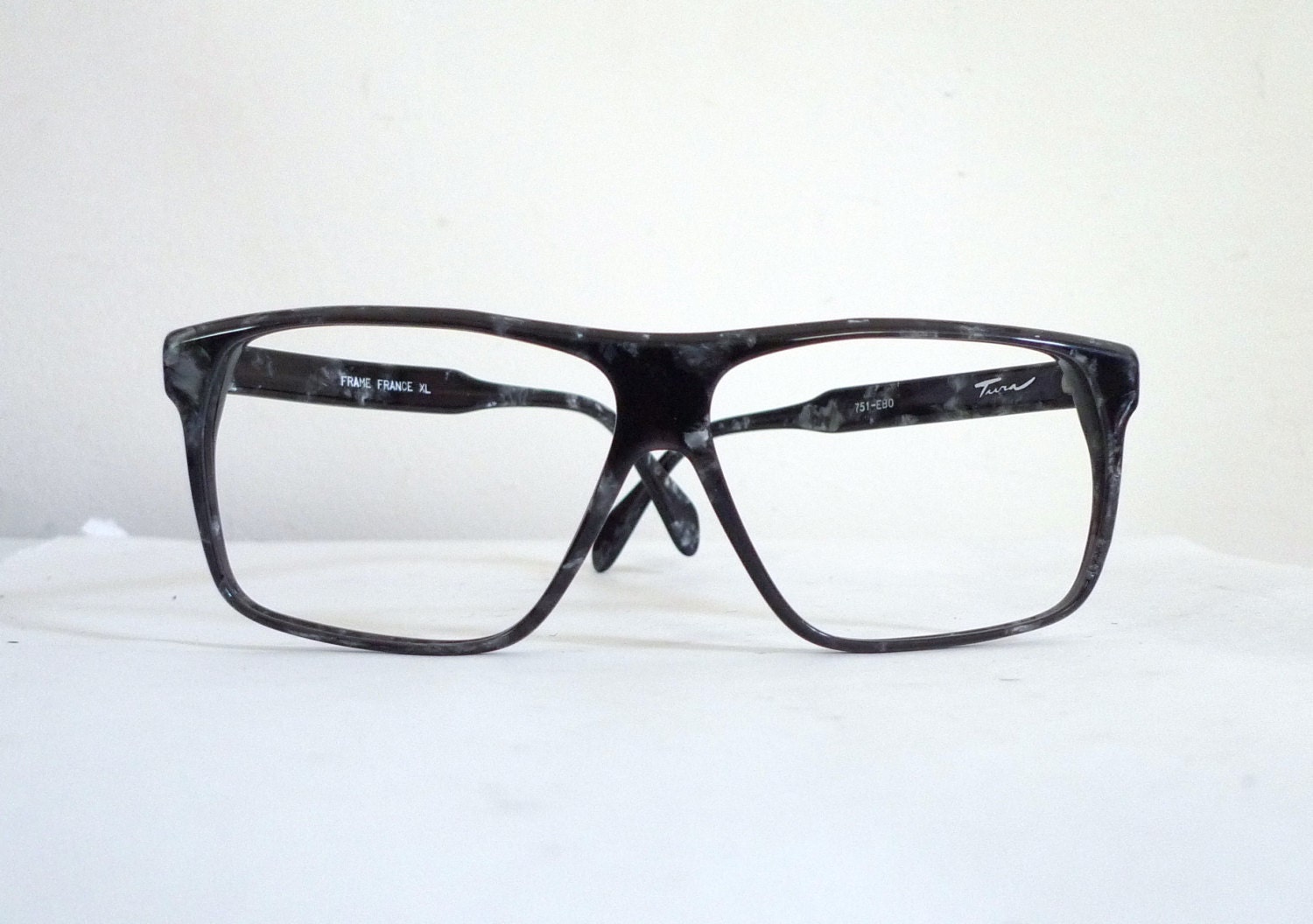 BIG Tura Marbled Wayfarer - Style Eyeglasses or Sunglasses / Huge Vintage DMC / Film Director Frames