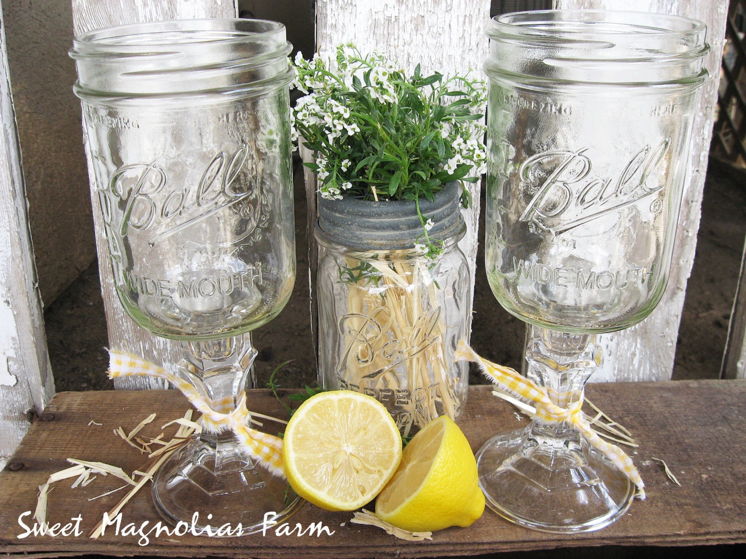 Rustic and Romantic Shabby Farmhouse Mason Jar Glasses "Ball" Perfection for Sweet Tea - Sparkling Cider - Ice Cold Milk